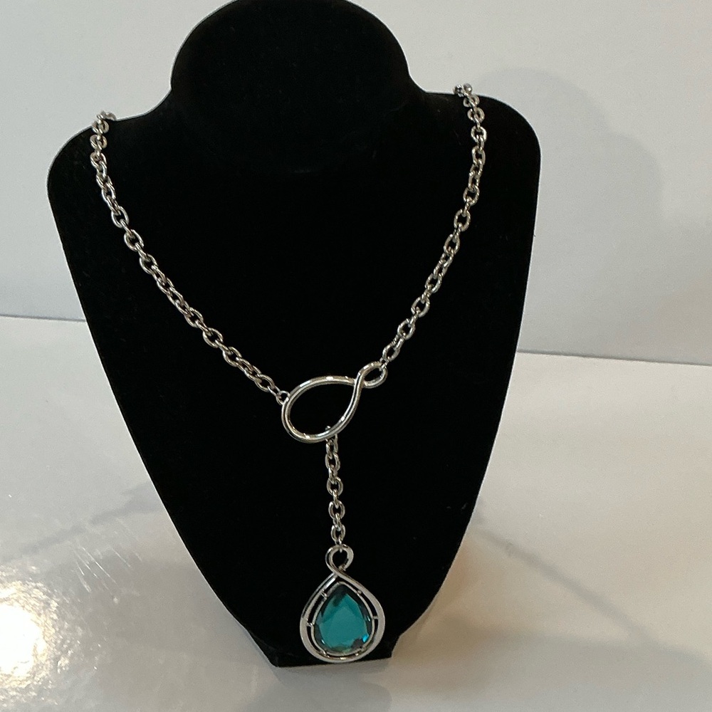 Isaac Mizrahi Silver Necklace with Teal Drop